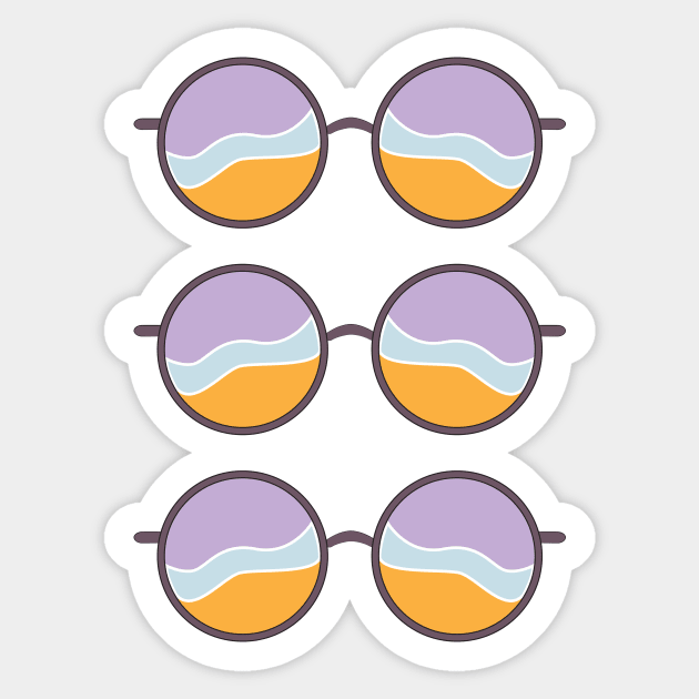 Wavy Sunglasses Triple Sticker by Julia Newman Studio